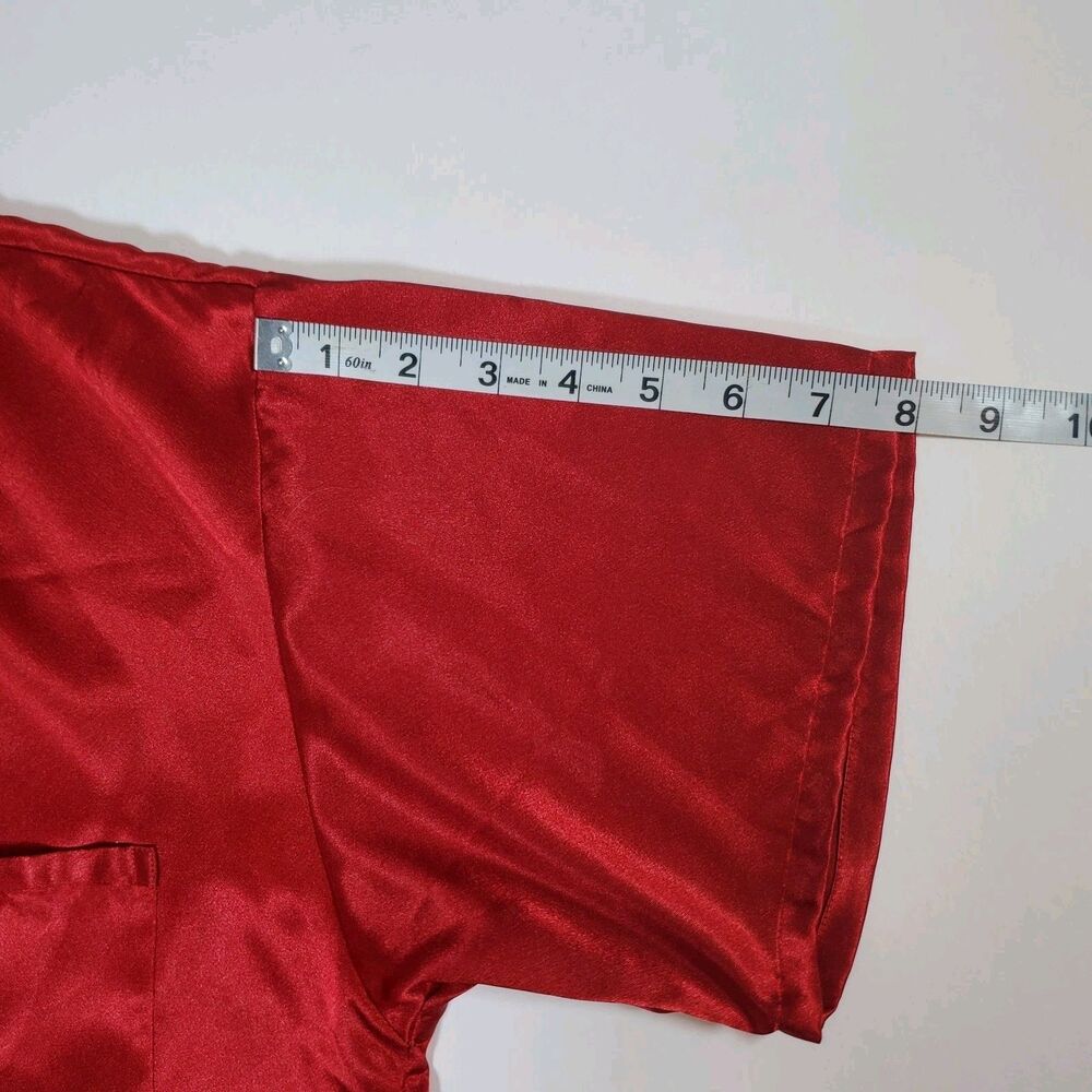 VTG Victoria's Secret Size Small Red Satin Sleep Shirt Night Gown Short Sleeve - Picture 9 of 9